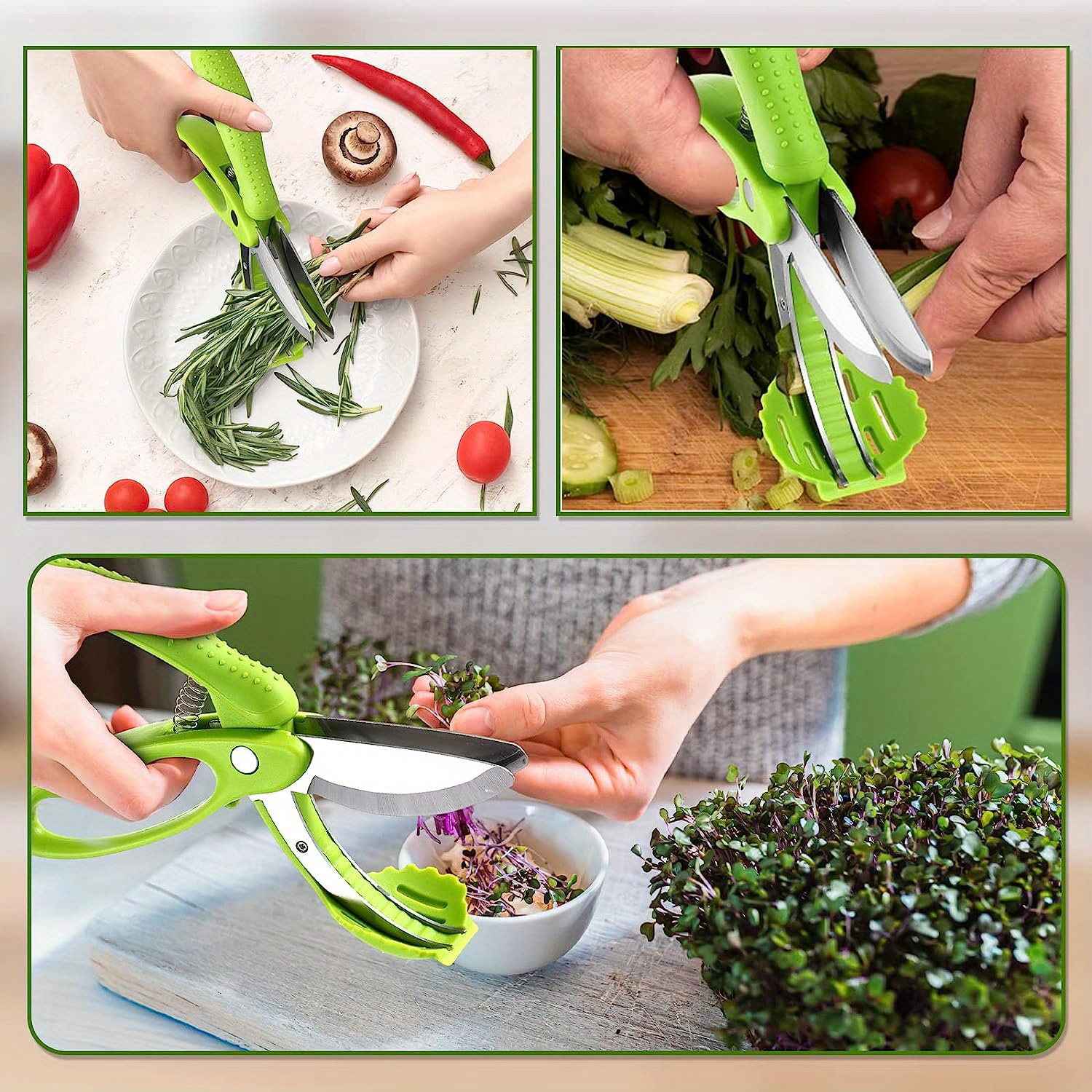 1pc 2 In 1 Food Cutter Kitchen Scissors, Salad Chopper Vegetable Cutter  With Built-in Cutting Board
