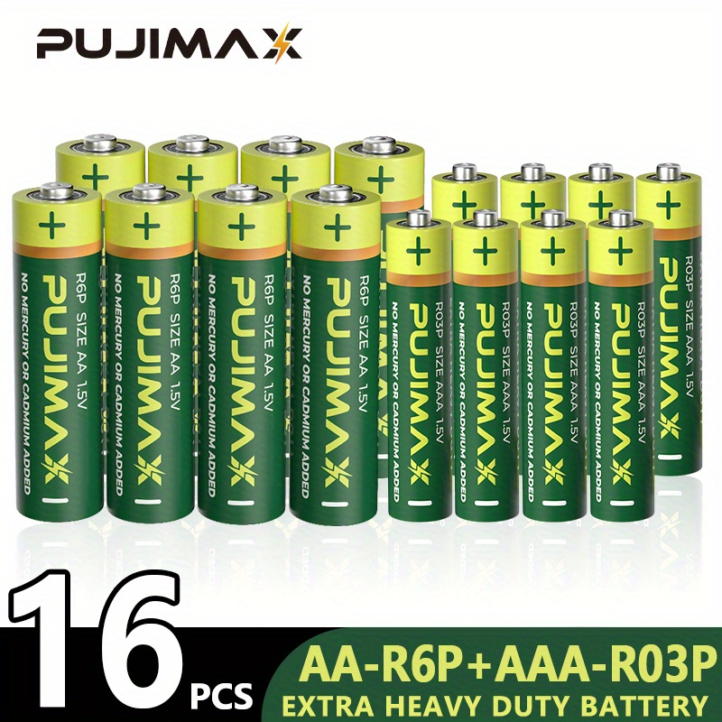 Combo 24 AA/AAA 1.5V Batteries AA LR6 Alkaline + AAA R03P Zinc-Carbon  Battery