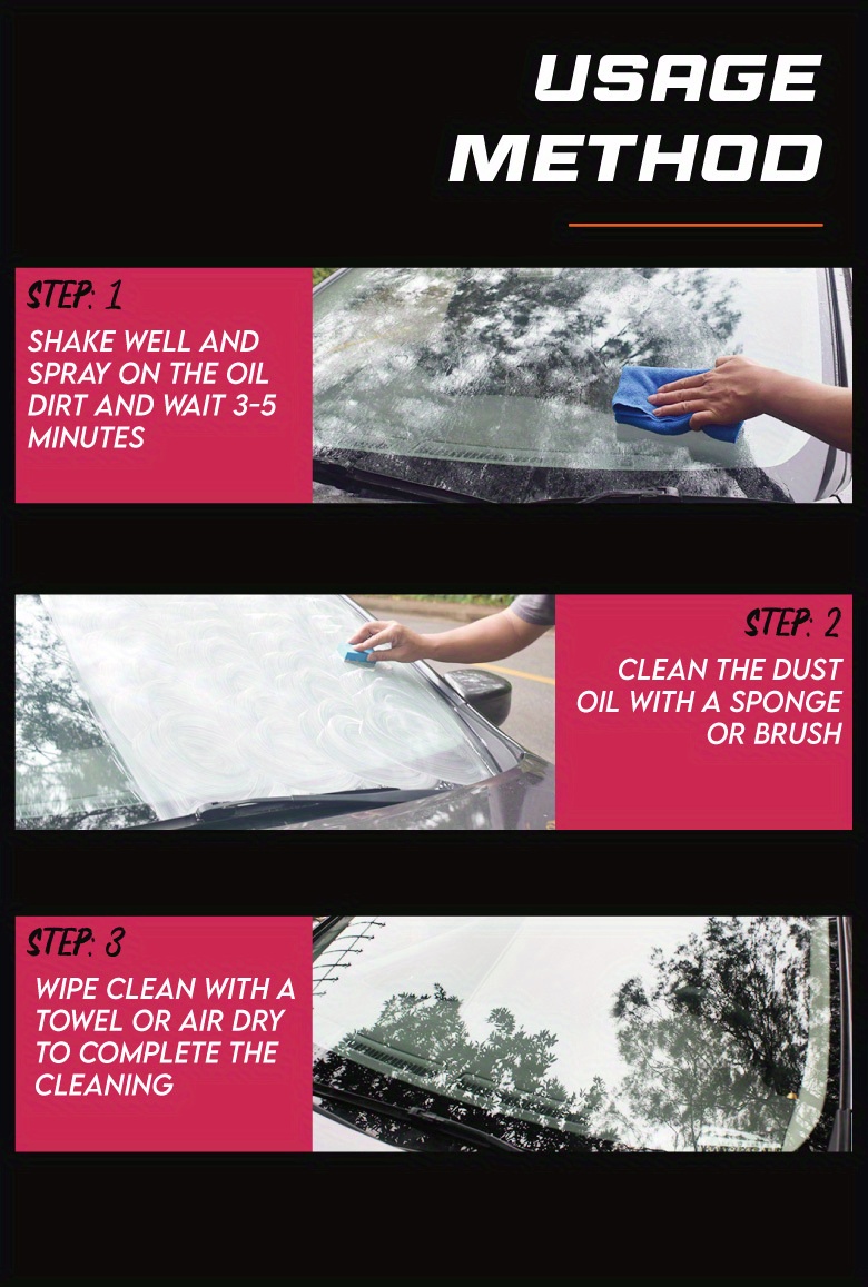 Car Glass Oil Film Stain Remover Polishing Cleaning Bathroom Window Glass  Front Windshield Water Spot Removal Cleaner with Sponge&Towel