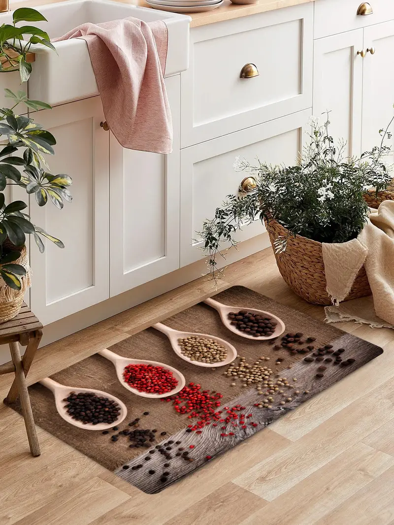 1pc spices printed kitchen rug soft anti fatigue comfortable mat waterproof non slip floor mat runner rug throw rug for living room bedroom absorbent machine washable carpet for kitchen hallway bathroom laundry details 5