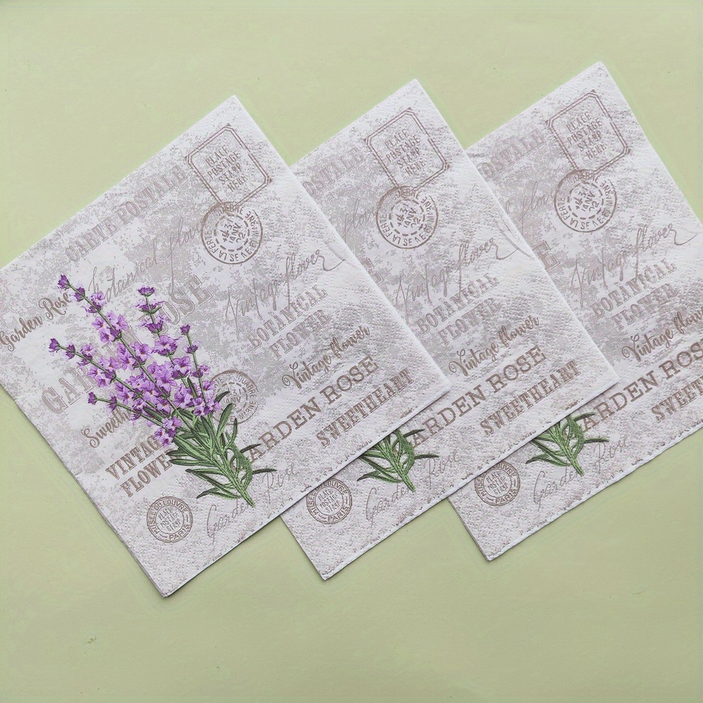 Bohemian Lavender Botanical Floral Tissue Paper