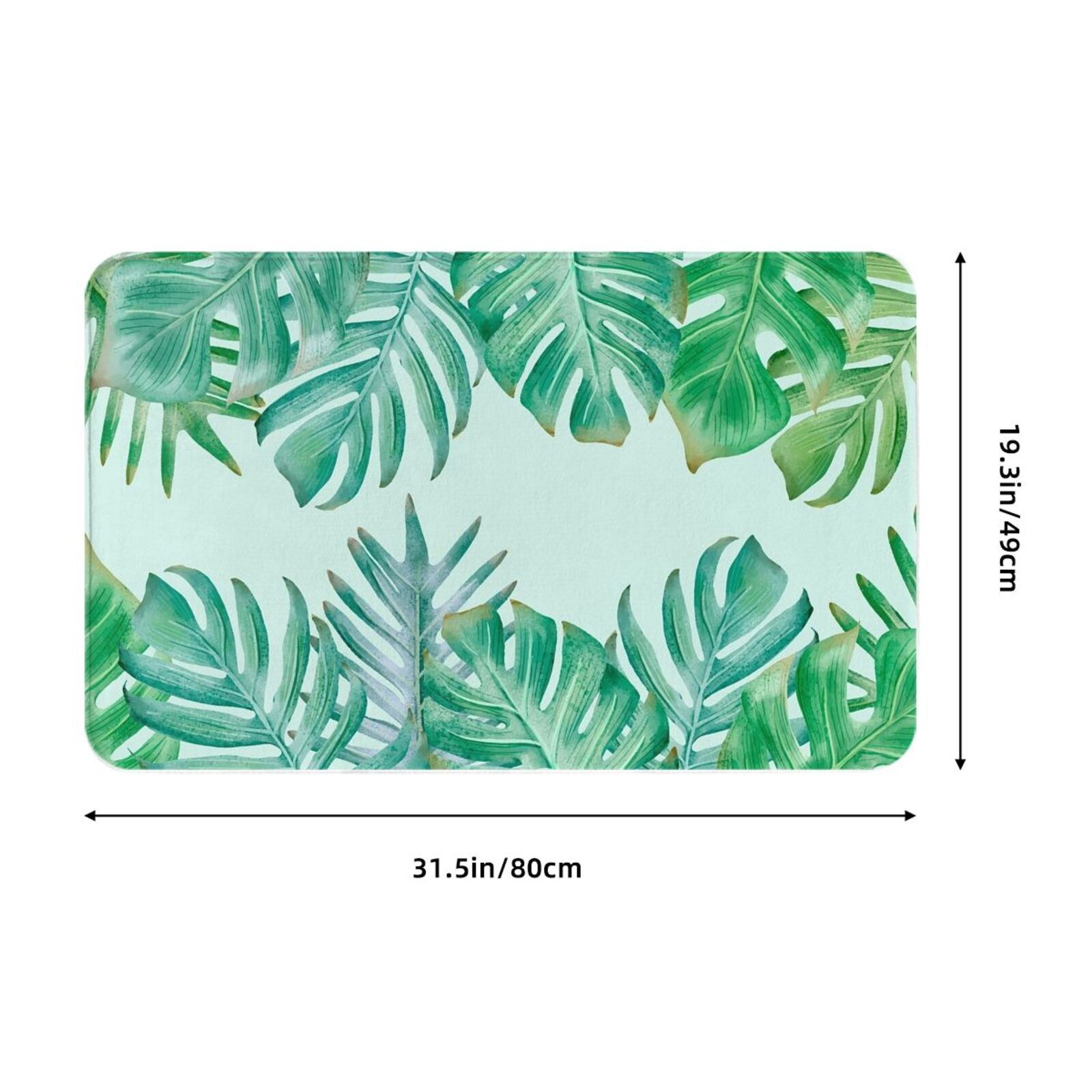 Sage Green Bath Mats Tropical Palm Leaves Bathroom Mat White and