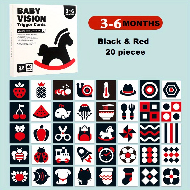 Carte flash de bébé à contraste élevé, 16pcs noir blanc coloré Stimulation  visuelle colorée carte d'activité d'apprentissage pour bébés nouveau-nés  nourrissons jouets cadeau