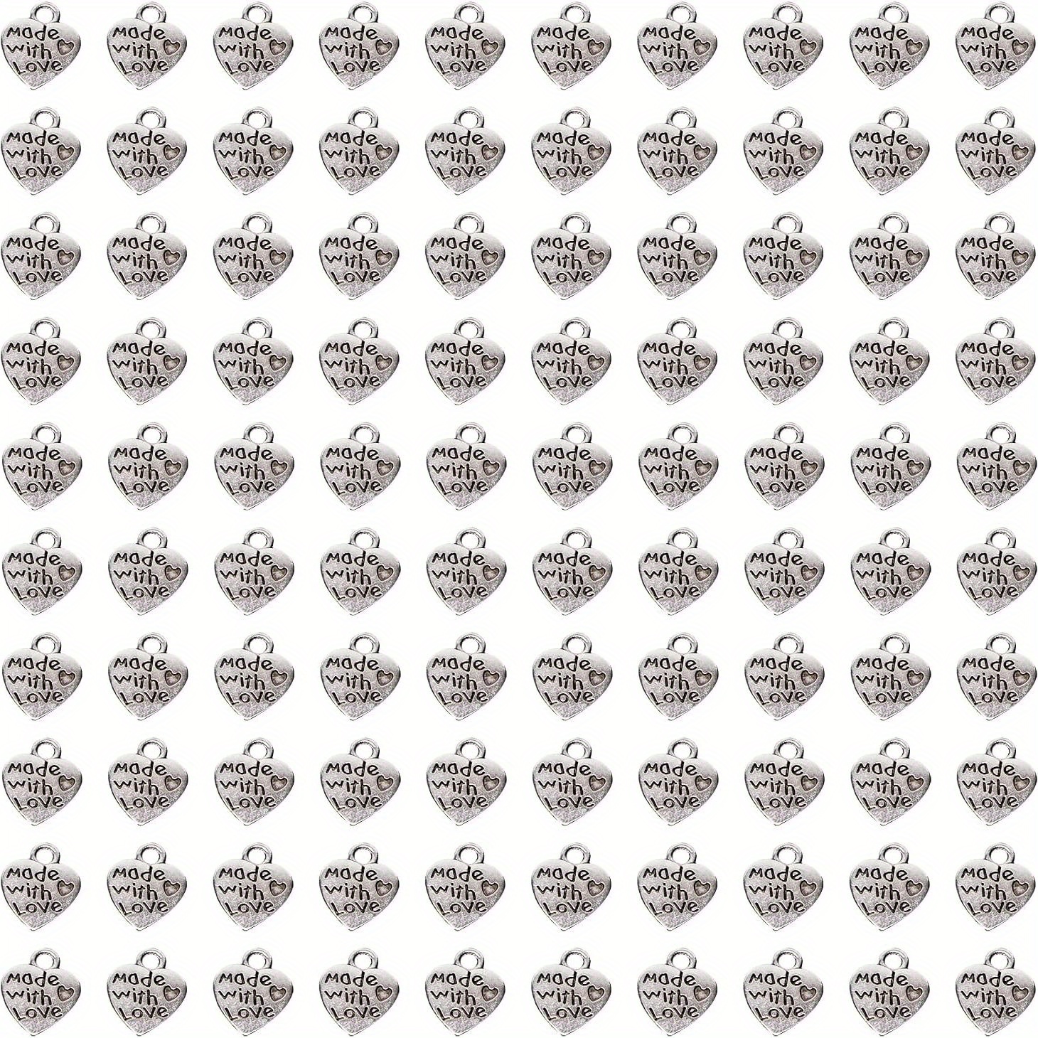 TEMU 100pcs Mini Metal Bead Shaped "made " Pendants, Suitable For Diy Craft Keychains, Necklaces, Pendants, Bracelets, Earrings, Jewelry Making Accessories (ancient Silvery)