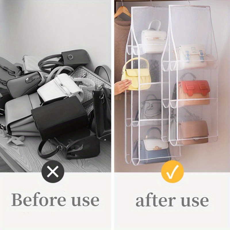 Transparent Hanging Closet Wardrobe Organiser For Purses Bags