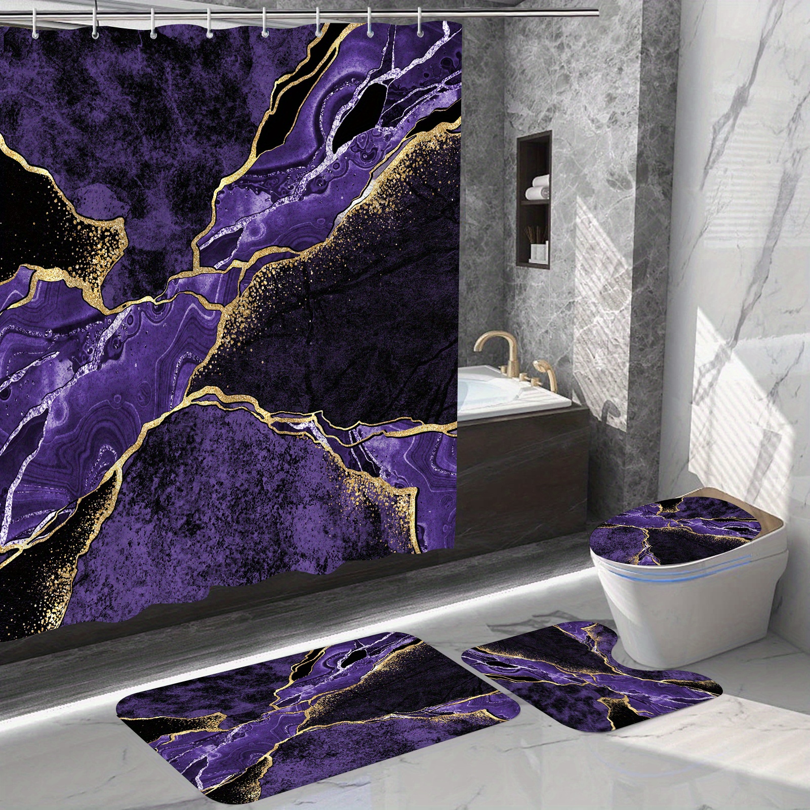 Purple deals Marble Shower Curtains