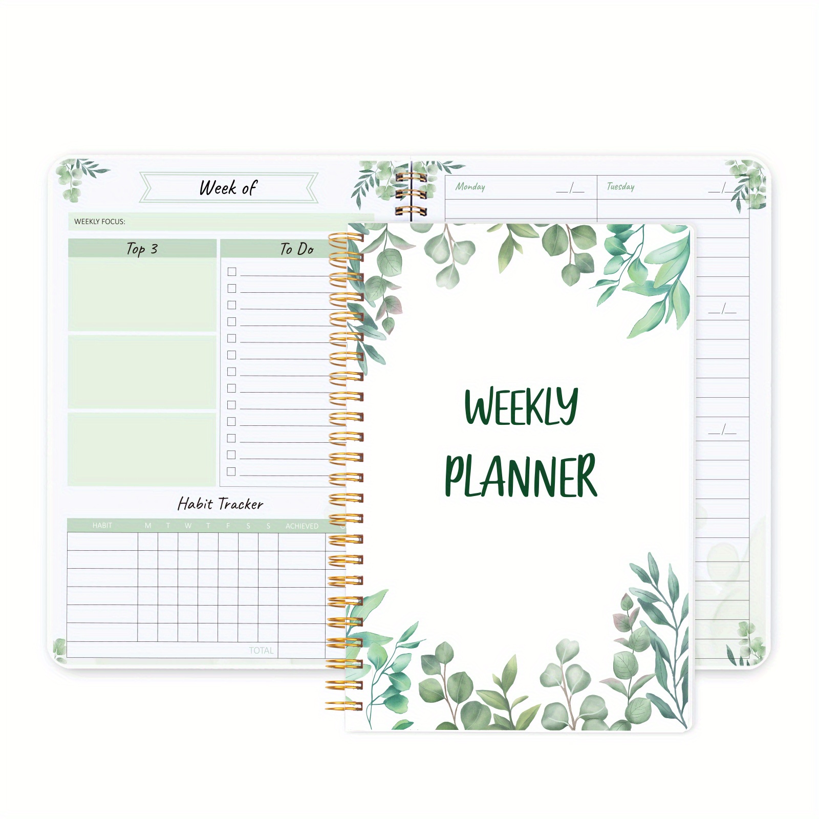 Trees Flower Weekly Notebook Undated Goals Planner Agenda - Temu