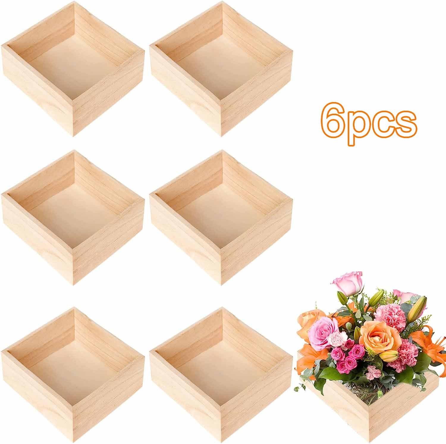Caja rectangular de madera sin terminar de 12 piezas, cajas de  almacenamiento naturales para manualidades con tapa con bisagras y cierre  frontal para