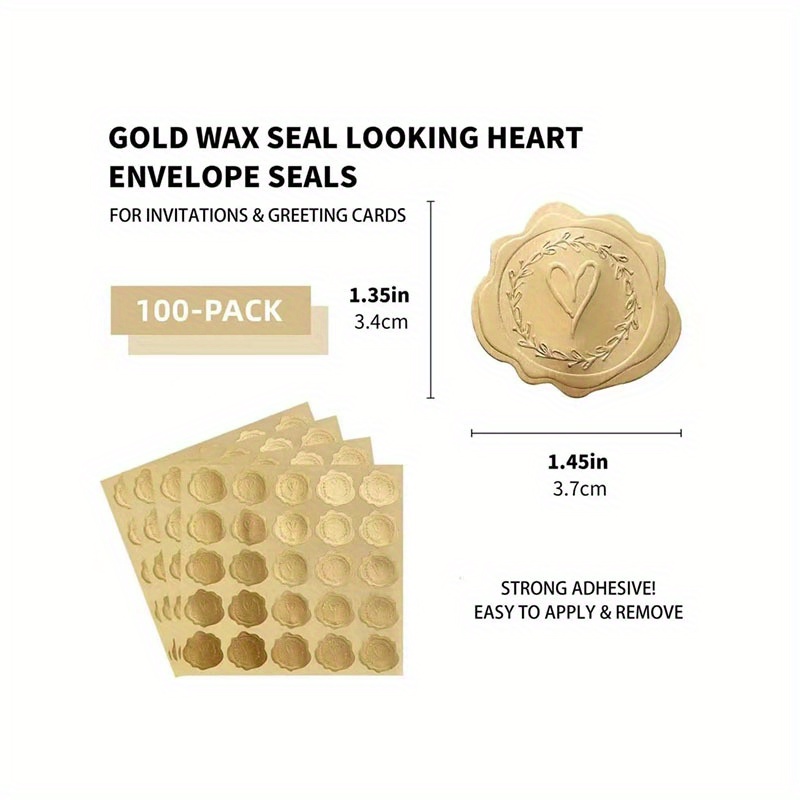 Golden Embossed Wax Sealing Heart Shaped Envelope Sealing - Temu