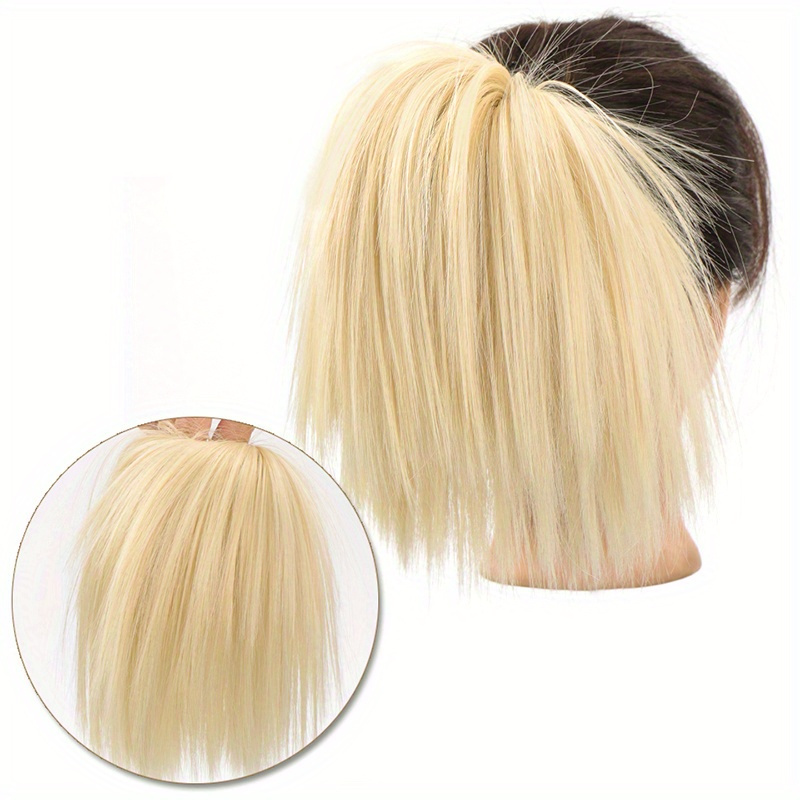 Synthetic Straight Chignon Messy Fluffy Hair Bun Elastic Temu