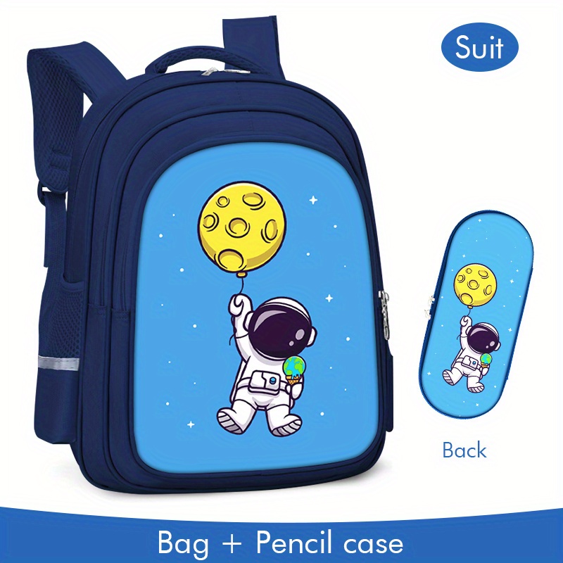 1 Mochila Escolar Diseño Animado Astronautas Niños Niñas - Temu