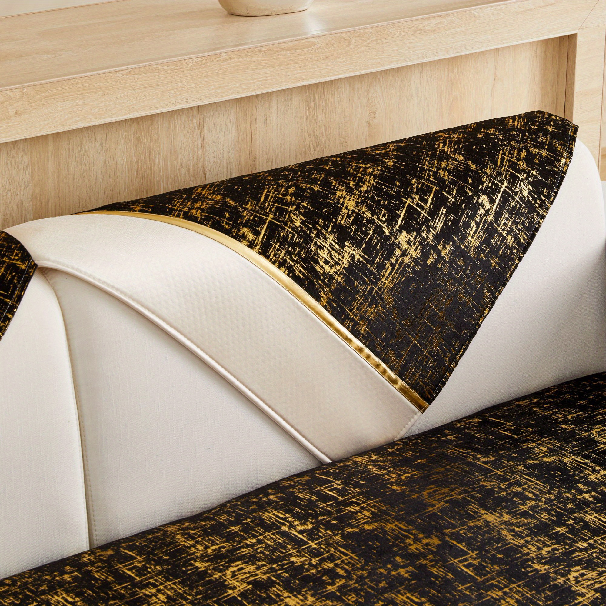 Premium Golden Velvet Sofa Cover, Sofa Cushion With Non-slip Backing For  Comfortable Seating - Temu