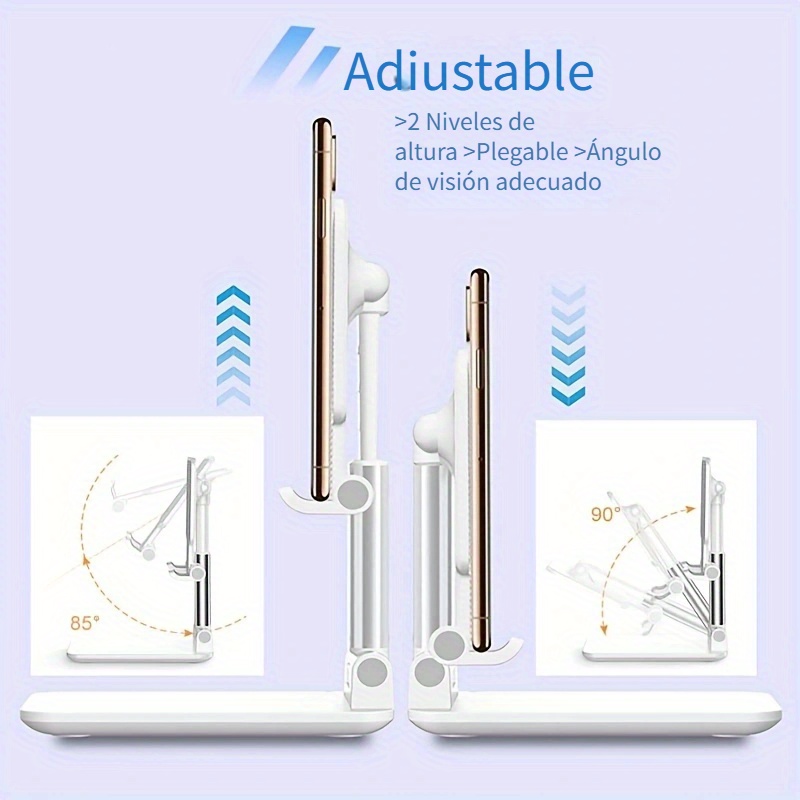 2 soportes para teléfono celular, altura de ángulo ajustable para  escritorio, soporte de teléfono totalmente plegable/portátil, compatible  con iPhone