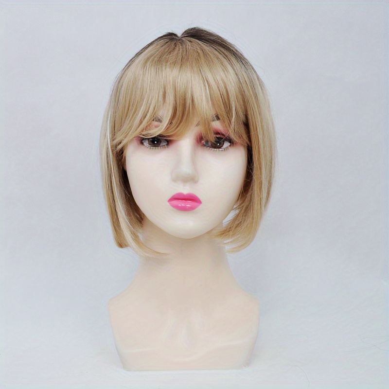 Heat Resistant Bob Cut Wig with Bangs for Daily Wear