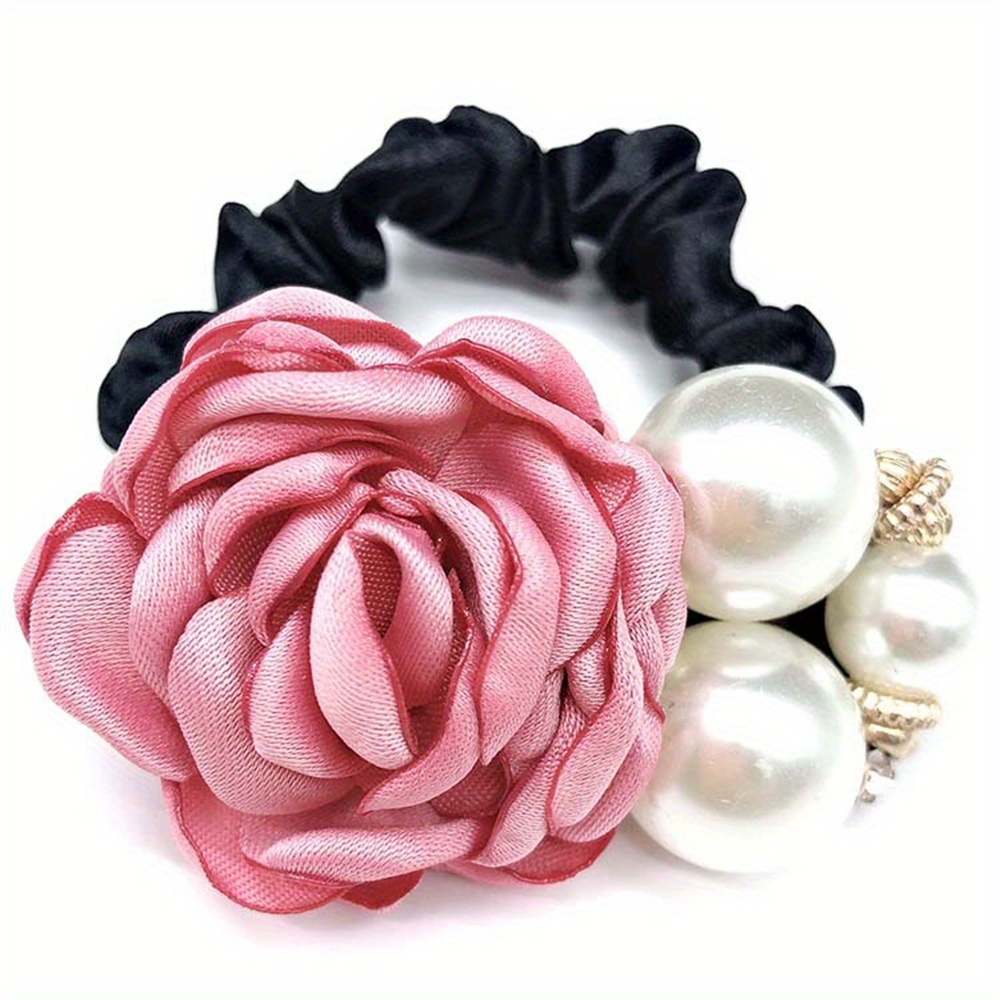 Girl's Imitation Pearl Hair Ties Imitation Gemstone Bow - Temu