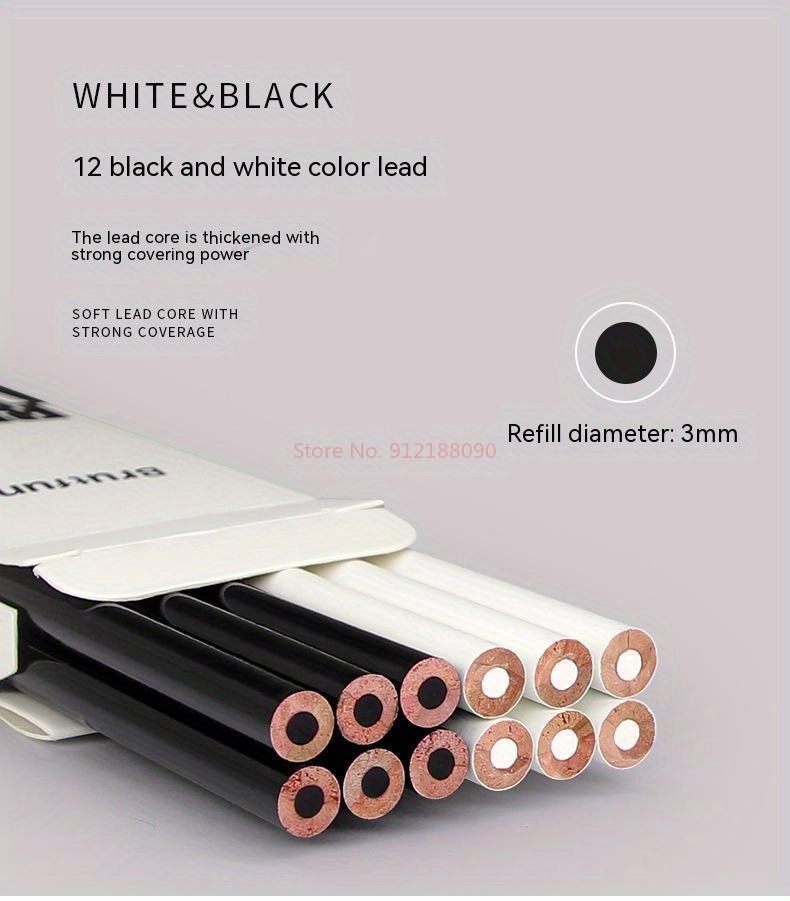 Black White Color Pencils Permanent Color Drawing Pencil Oil - Temu