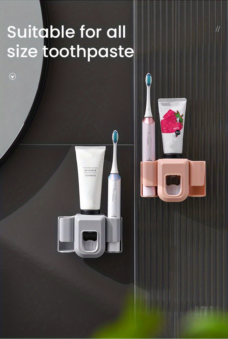 Dispensador de pasta de dientes, dispensador automático de pasta de  dientes, soporte para cepillos de dientes que ahorra espacio, montado en la  pared