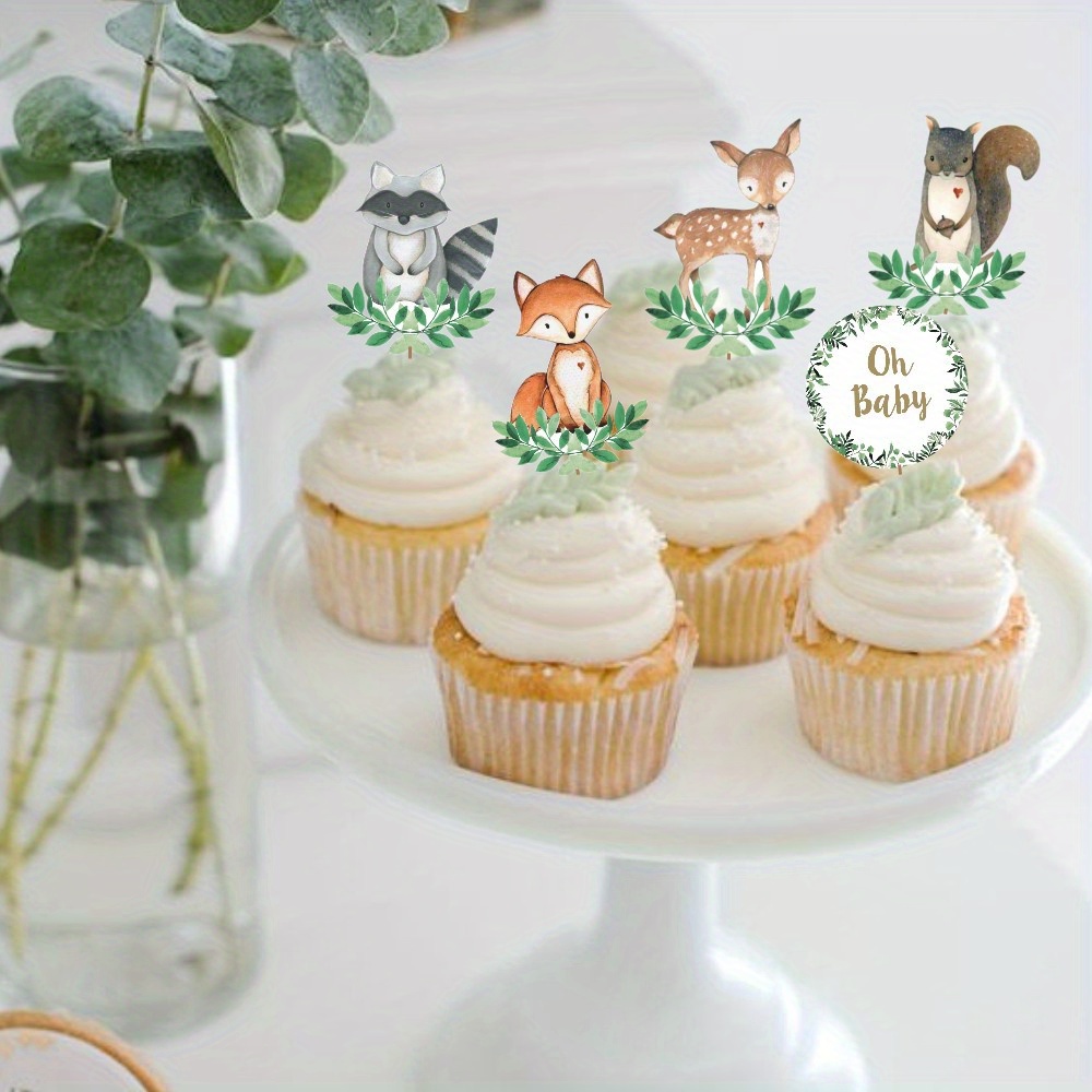 Woodland cupcakes baby sales shower