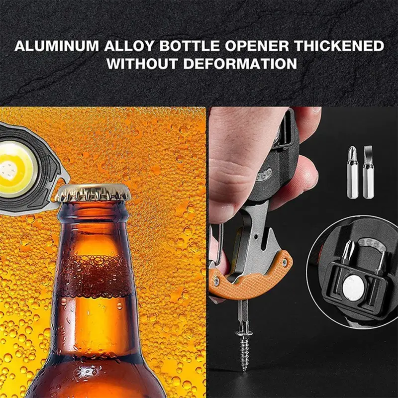 1pc multifunctional mini keychain torch rechargeable portable strong light with cigarette lighter and screwdriver magnetic adsorption suitable for outdoor camping fishing walking night lighting details 1