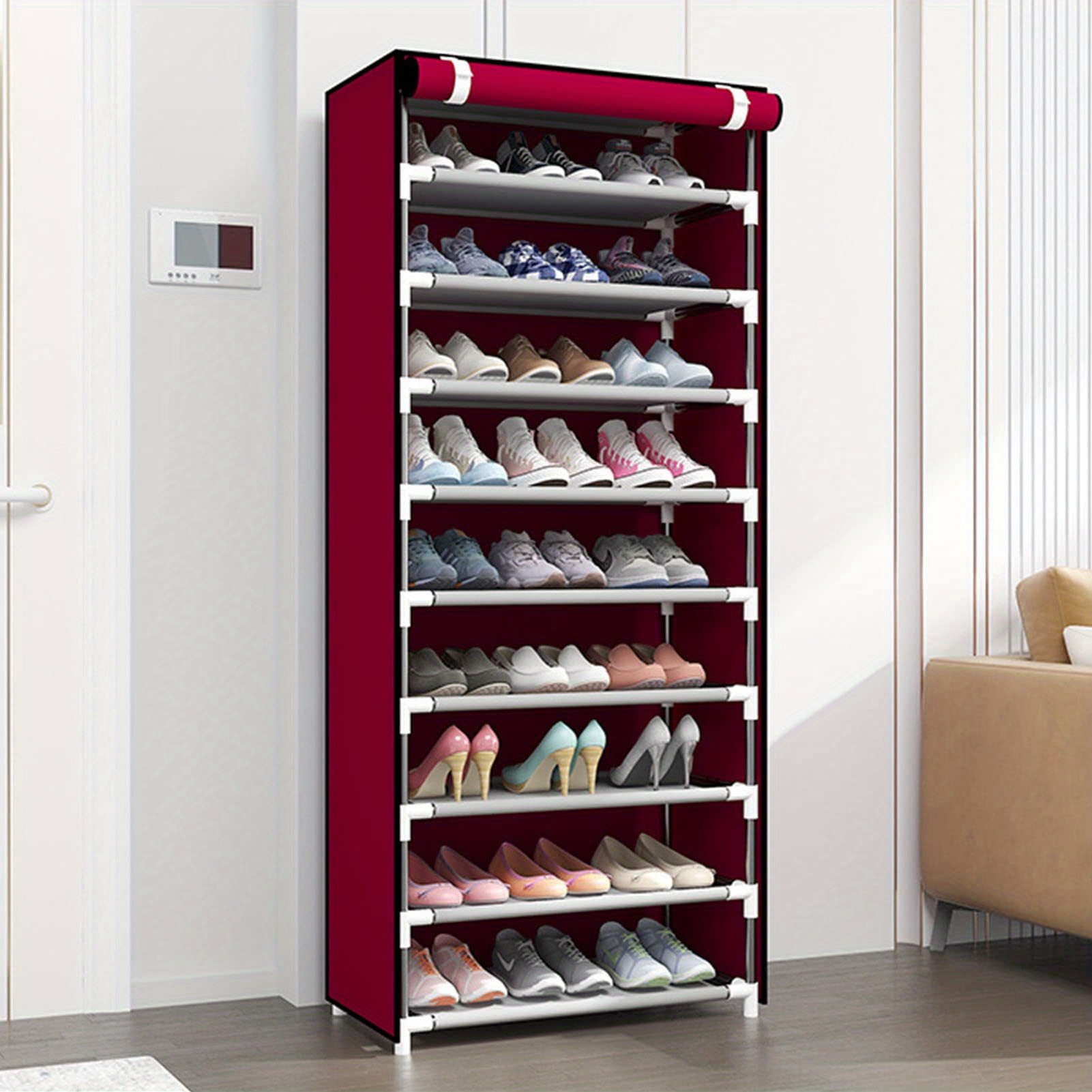 Estante de almacenamiento para zapatos, armario portátil para zapatos con  puertas, organizador de almacenamiento de zapatos, cubo de almacenamiento