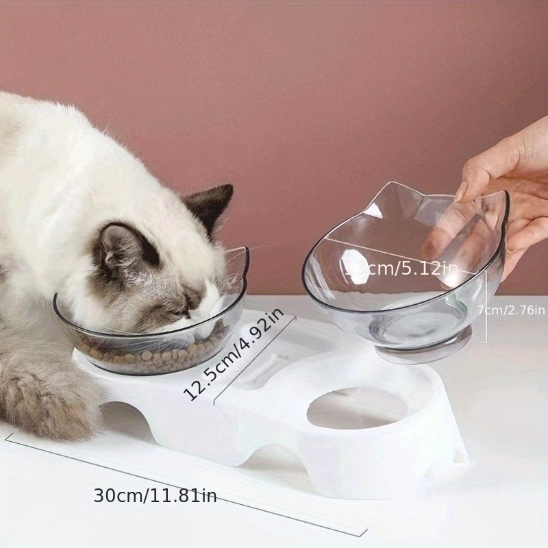 Inclined Double Food Bowl Raised Pet Cat Dog Dishes Bowl Pet Temu