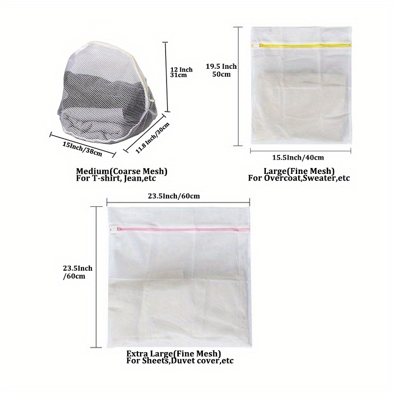 Mesh Laundry Bags, Medium Sweater Size with Zipper