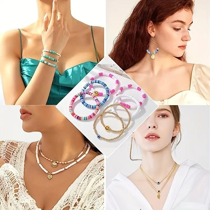 FansArriche Perles pour Bijoux Perles Plates pour Bracelet Kit Perles en  Argile pour DIY Bracelet Coloré, Kit de bijoux à bricoler soi-même Cadeau  créatif pour …