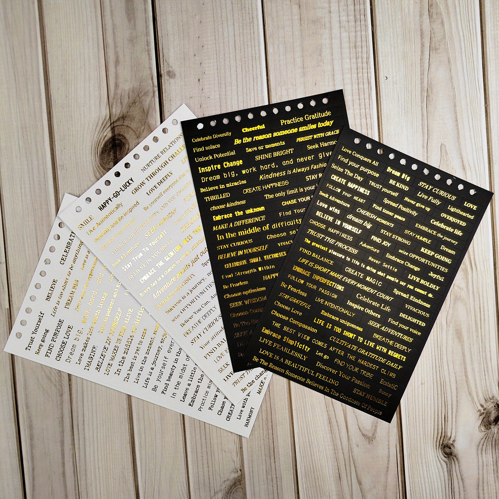 Quote Stickers for Journal and Scrapbook - Gold & Black- 4 Sheets