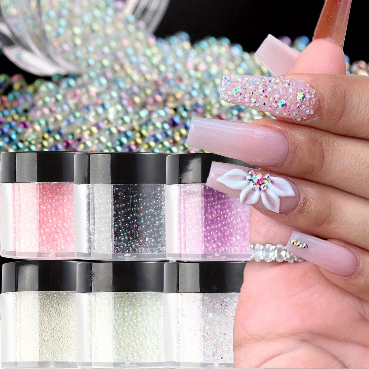 Up to 1440Pcs Crystal Pixie 3D Nail art Gems Micro Mini Rhinestones 1.2mm