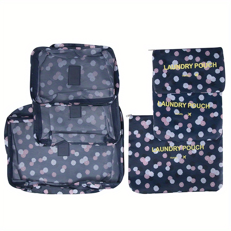 6pcs blue travel storage bag Clothes Storage Bags Portable Luggage