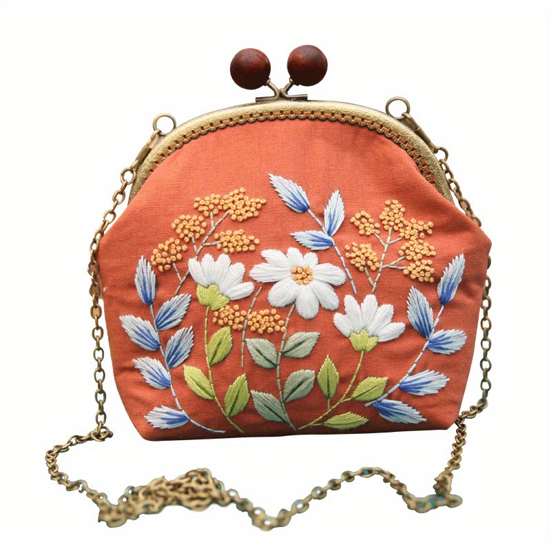 Embroidered Golden Bag Diy Material Bag Handmade Customized - Temu