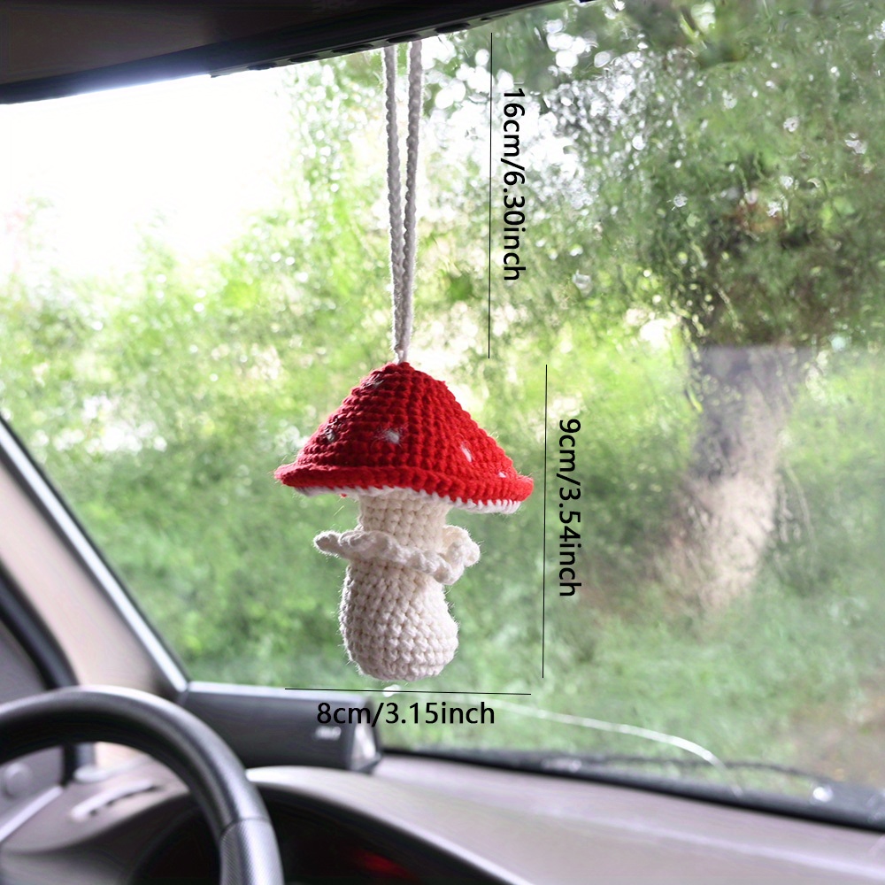 Unique Hand-Crocheted Mushroom Decoration - Perfect for Car Interiors and Home Decor!