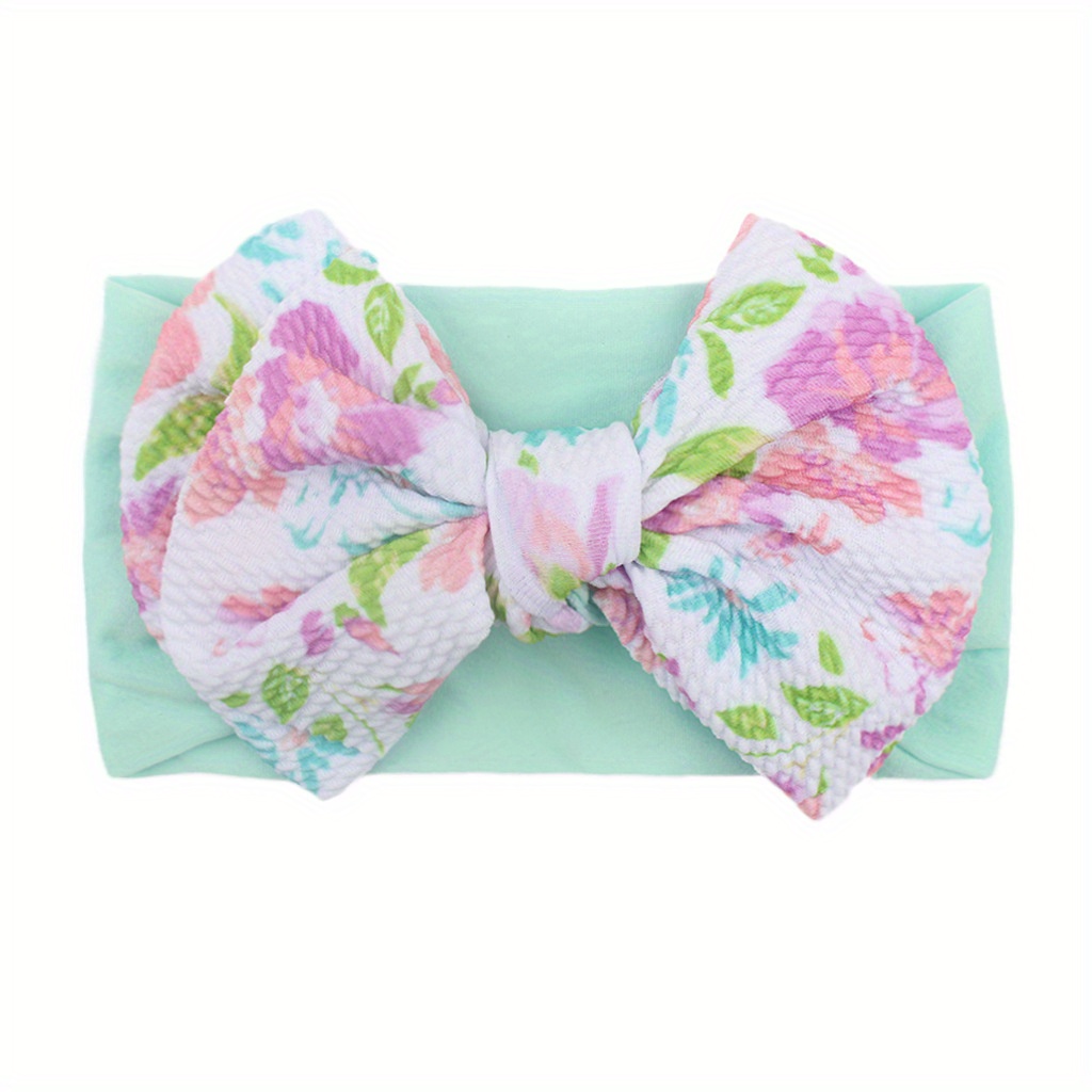 1pc New Printed Twill Bubble Bow Baby Headband For 0-3 Years Old