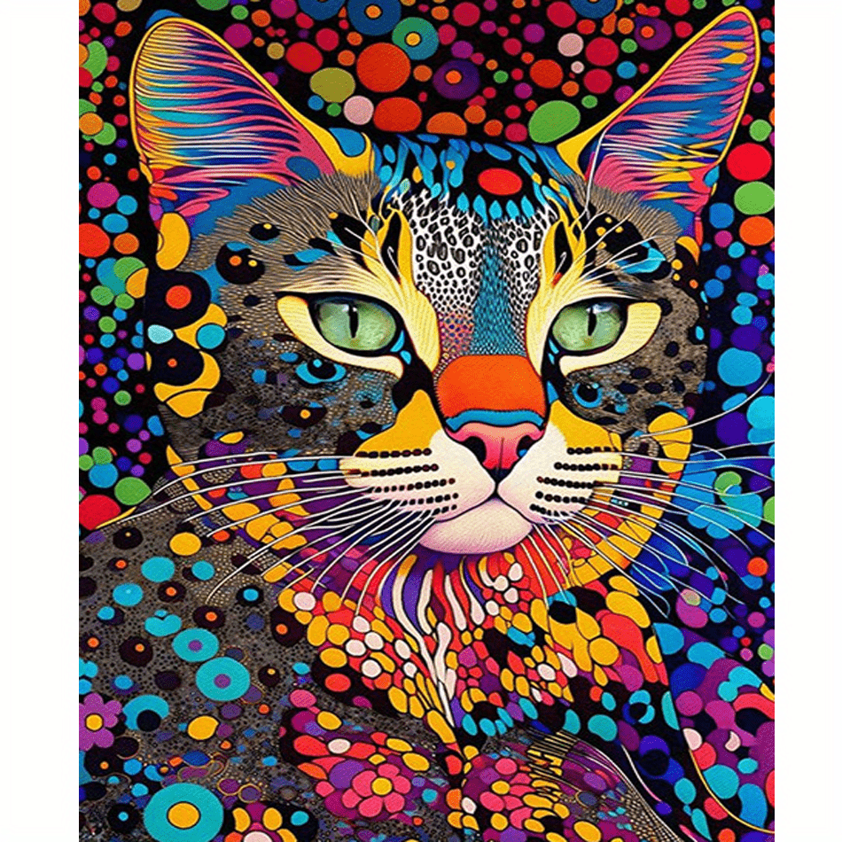 Diy Paint By Numbers Kit Cat Animals Wall Art Picture - Temu