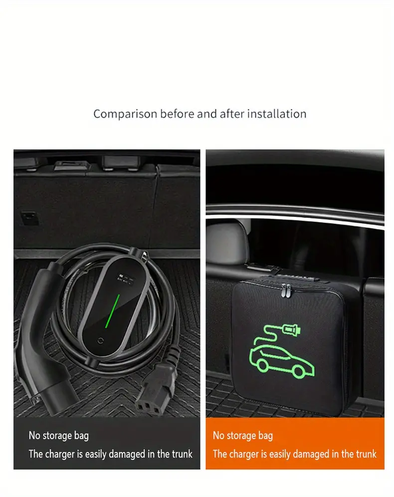 New Energy Car Charging Gun Storage Bag Portable Waterproof - Temu
