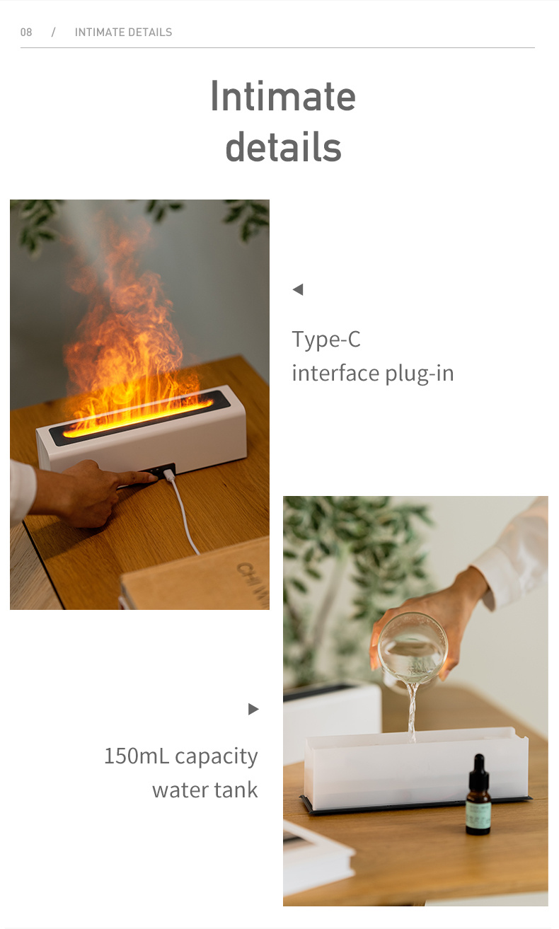 flame air humidifier for home 150ml essential oils diffuser with colorful lights usb aromatherapy humidifiers diffusers timing function water shortage automatic power off fragrance diffuser details 15