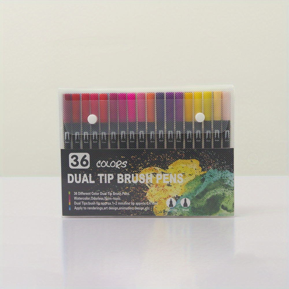 24 Colors Dual Tip Watercolor Brush Pens Set, Water-based Washable