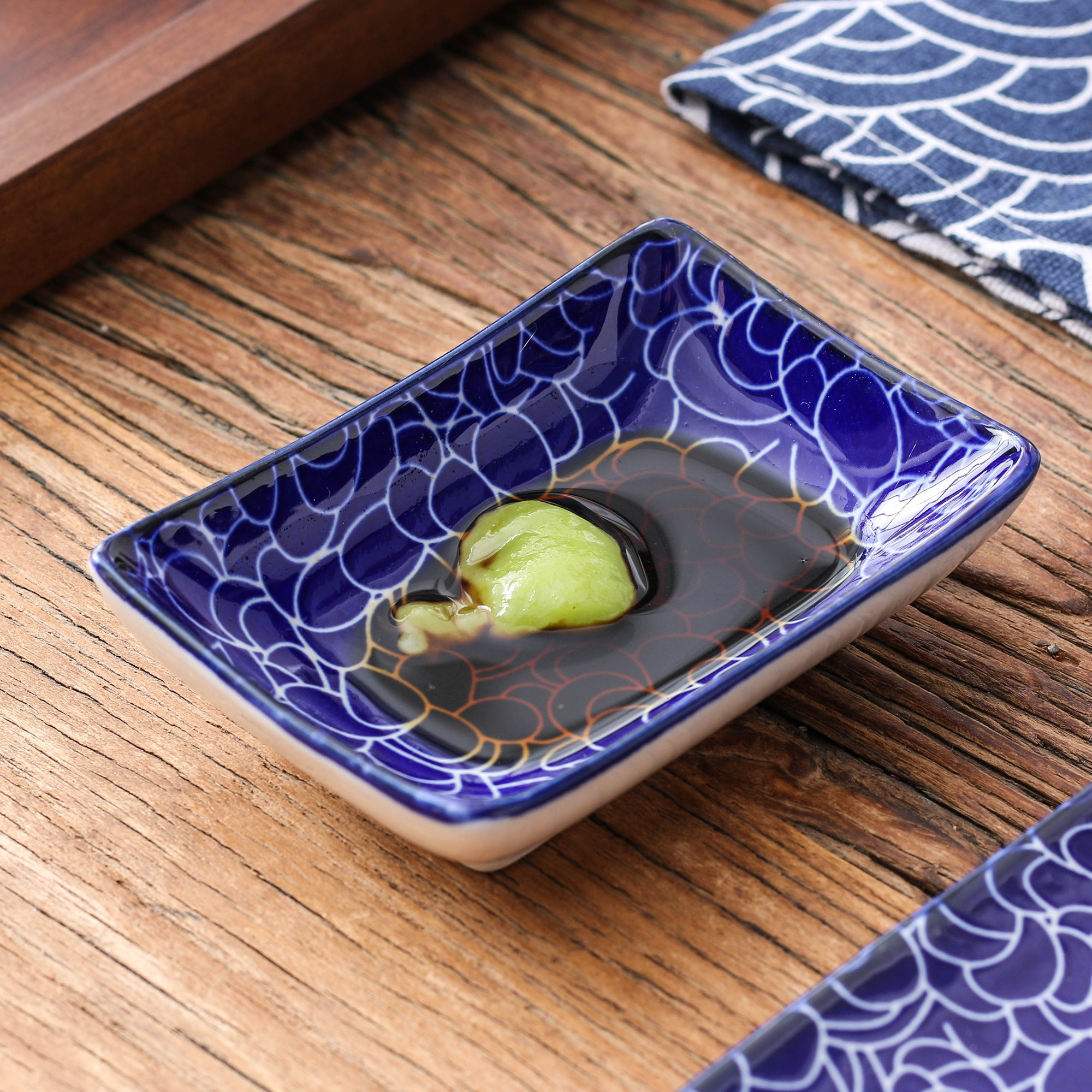 Japanese Style Ceramic Black White Sushi Serving Set - Temu