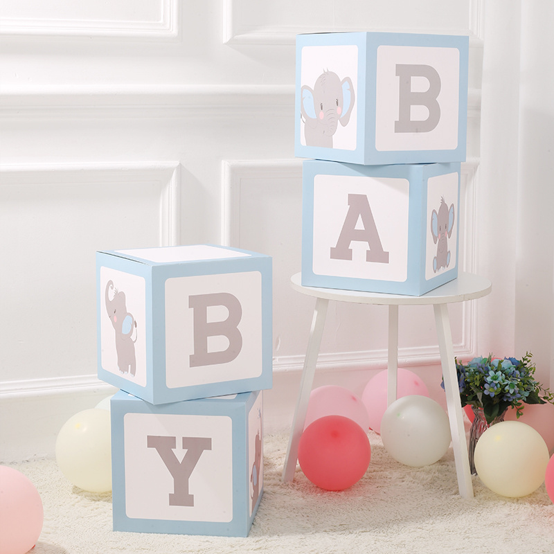 Set Cajas Bebé Letras Baby Shower 4 Cajas Globos - Temu