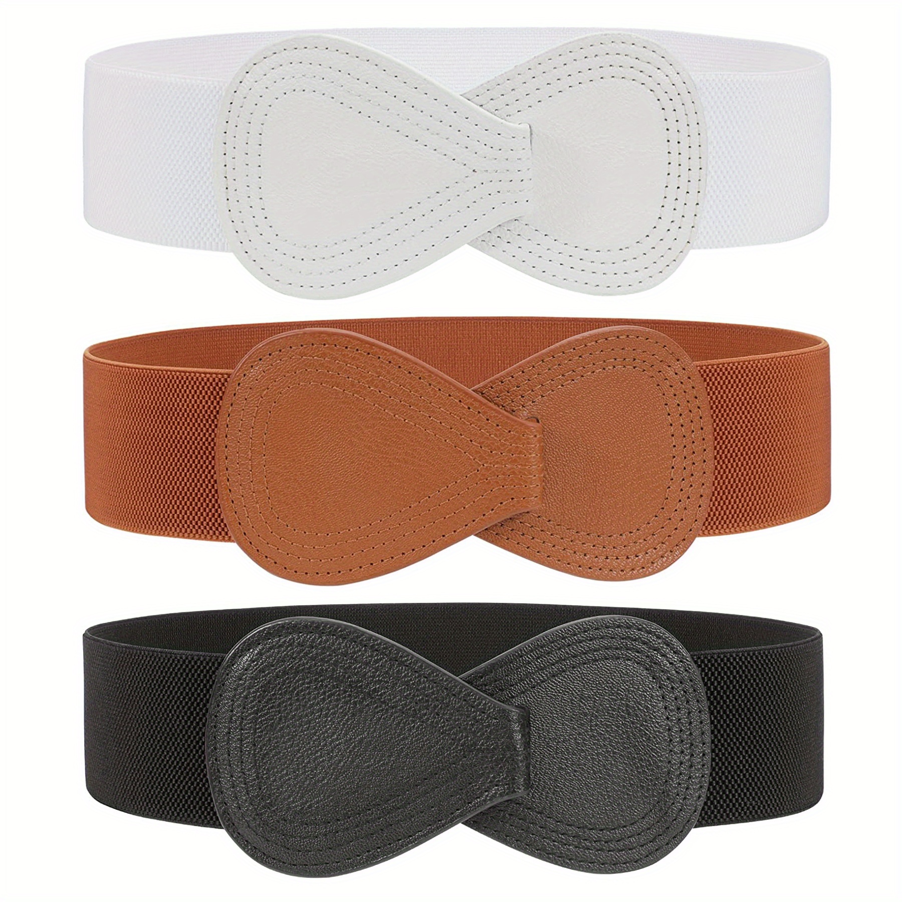 3-pack Women's Elastic Waist Cincher Multi-layered Bowknot Belt Casual Dress Decor