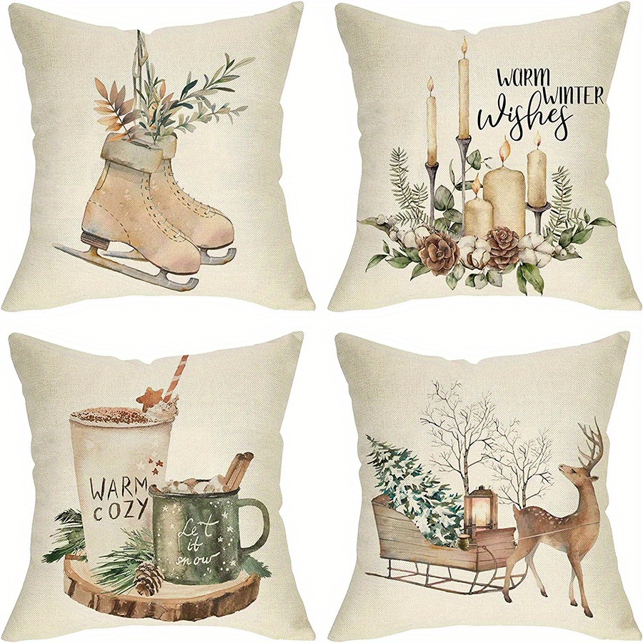 Square Christmas Pillow Cover Christmas Tree Cushion - Temu