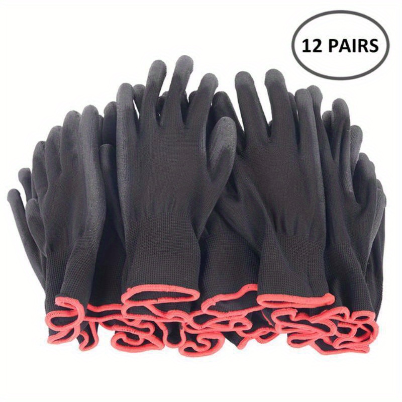 1pair/2pcs One Size Wear-resistant Polyester Pressed Pattern Working Gloves,  Thick Anti-slip Safety Gloves For Gardening, Farming, Repairing,  Constructing, Moving