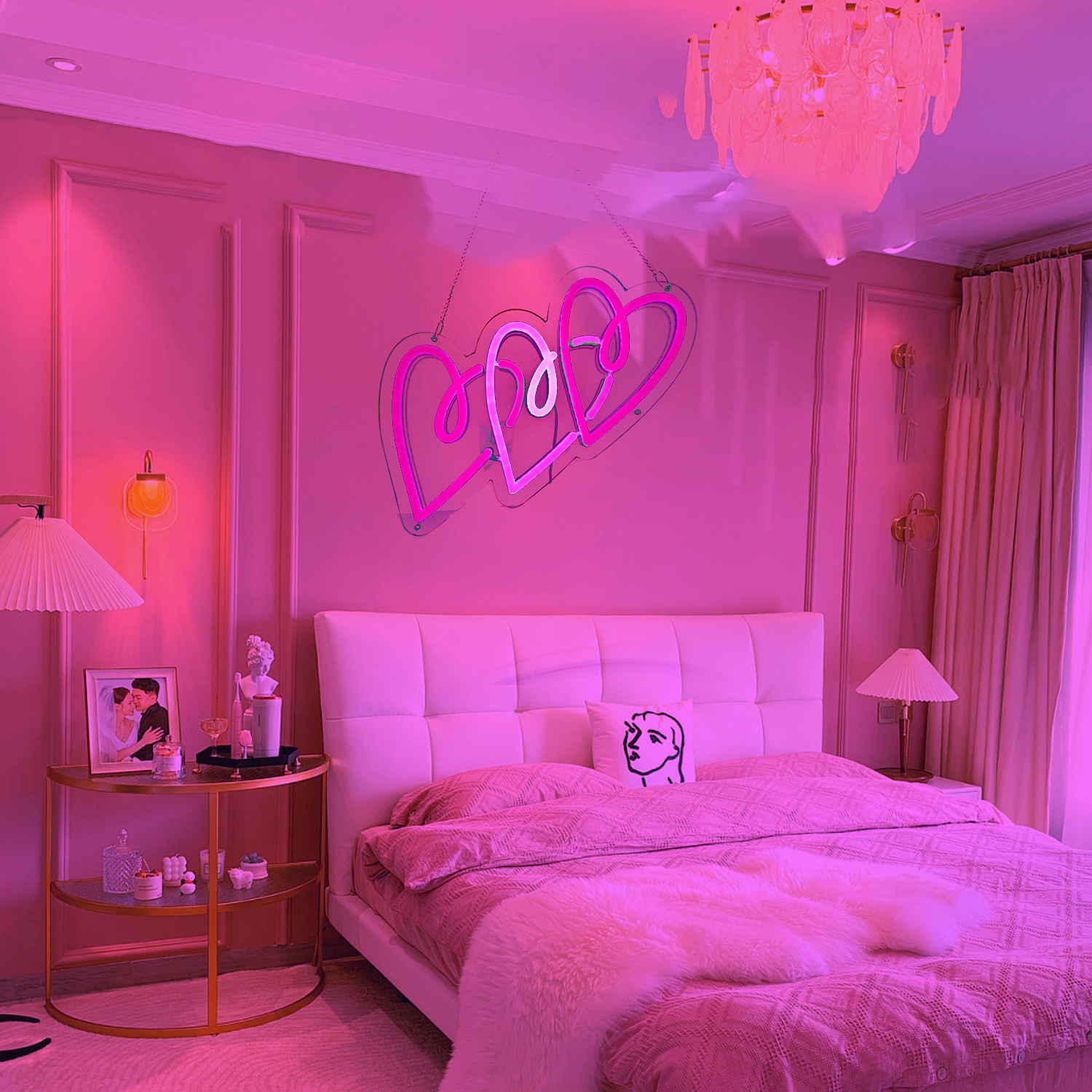 VIFULIN Pink Lightning Pink Stuff Neon Sign Teen Girl Room Decor Teen Room  Decor Bedroom Lights USB/Battery Powered Room Lights with 4 Hooks Bedroom