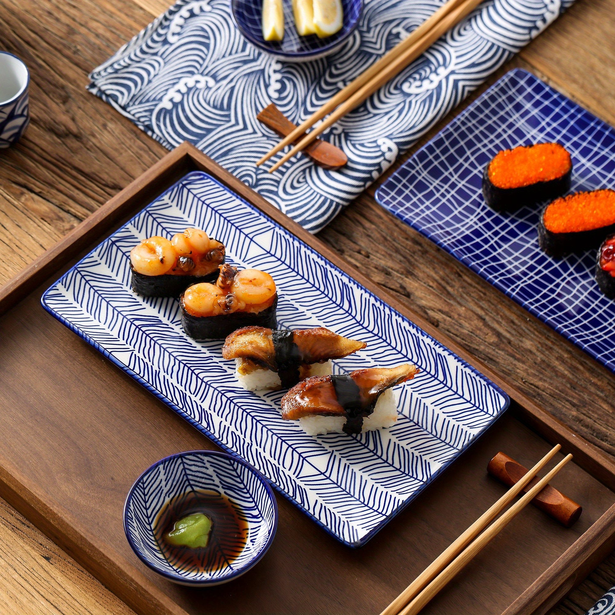 Set Da Portata Per Sushi Blu In Ceramica In Stile Giapponese - Temu  Switzerland