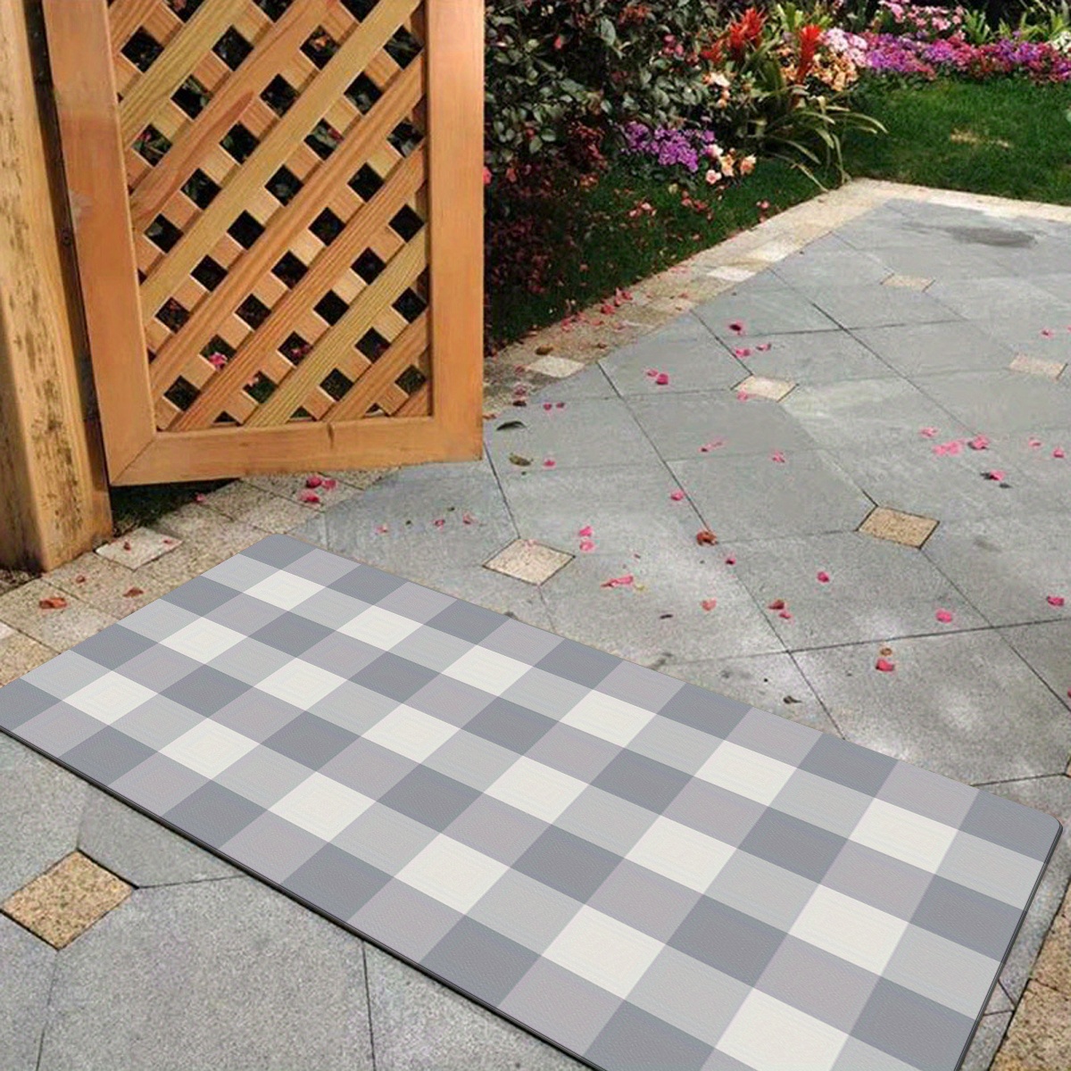 Blue And White Check Plaid Rug - Washable Layered Door Mats Indoor/outdoor  Checkered Door Mat For Front Porch/kitchen/bathroom/entry Way - Temu