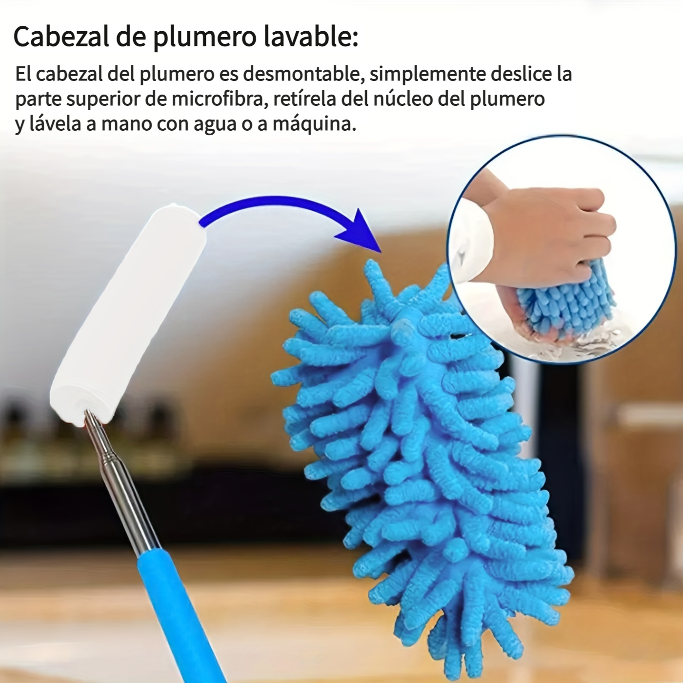 1 Plumero Microfibra Limpieza Plumeros Lavables Mano Barra - Temu