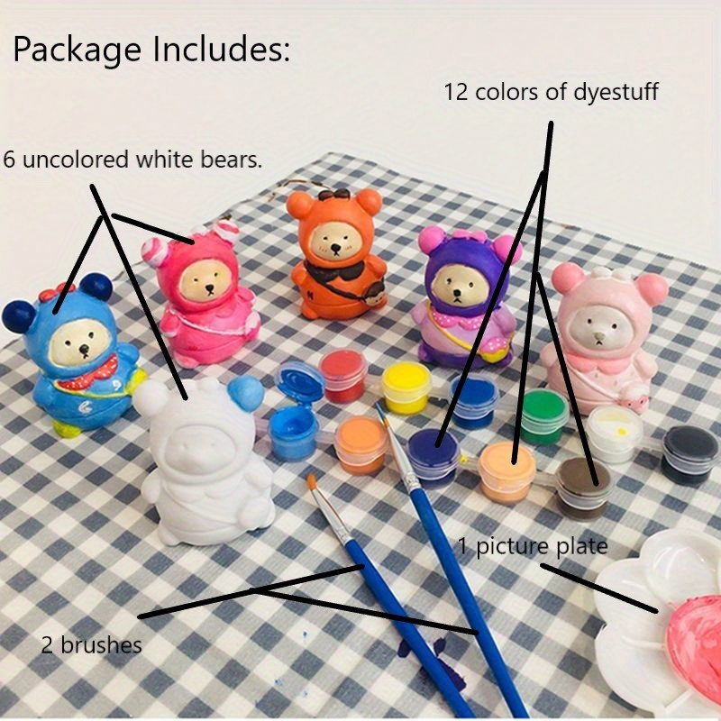 Paint Your Own Cute Mini Backpack Bear Painting Kit Vinyl Non