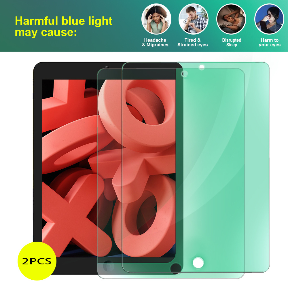 2PCS Anti Blue Tempered Glass Screen Protector For iPad Pro iPad Air iPad  Mini