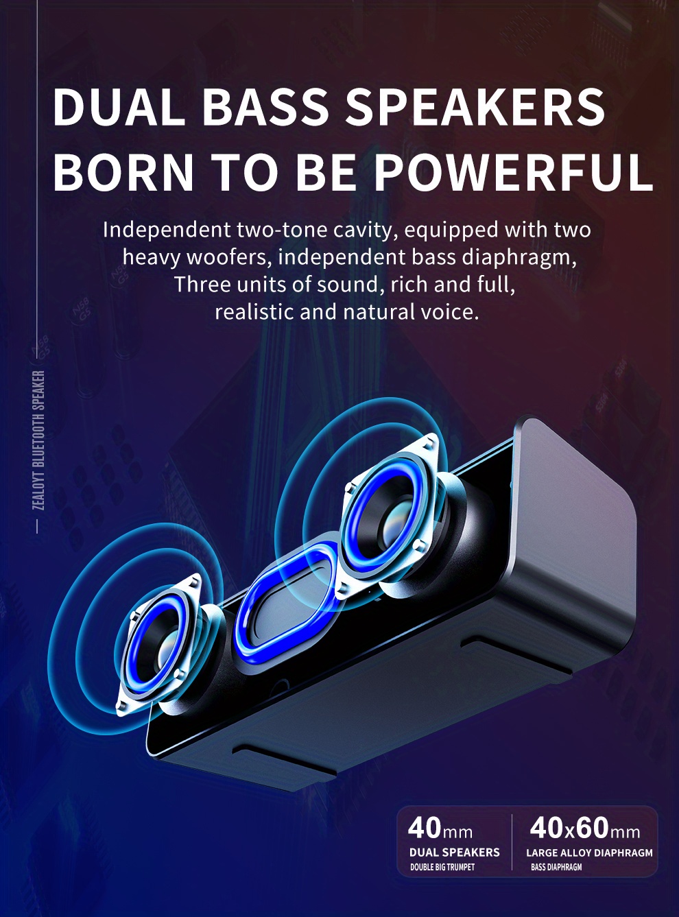 Zealot s31 futuristic portable wireless speakers powerful temu