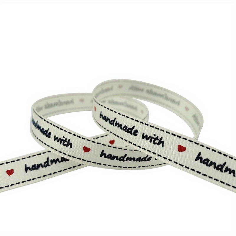 5 Yards "handmade" Letter Printed Grosgrain Satin Ribbon For Crafts Diy Handmade Gift Packaging Wedding Christmas Decoration Ribbons, Grosgrain Satin Ribbon